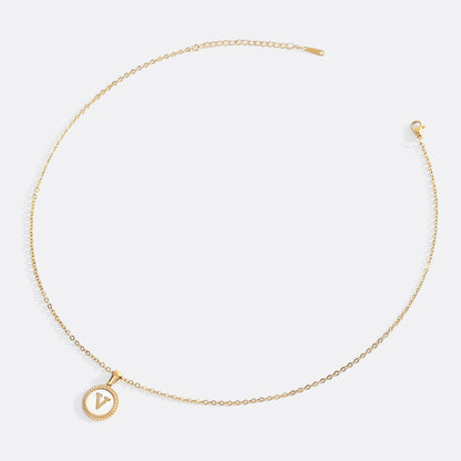 Mother of Pearl Disc Letter Necklace with Cable Chain