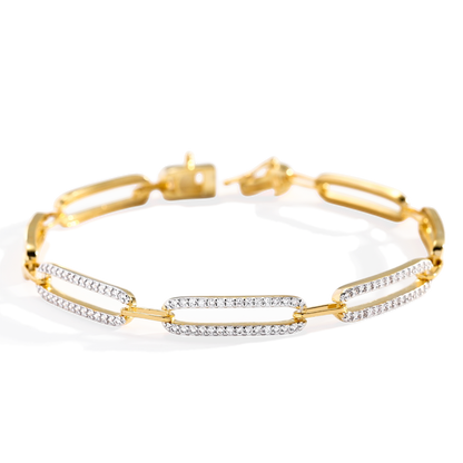 Pave Diamond Paperclip Bracelet