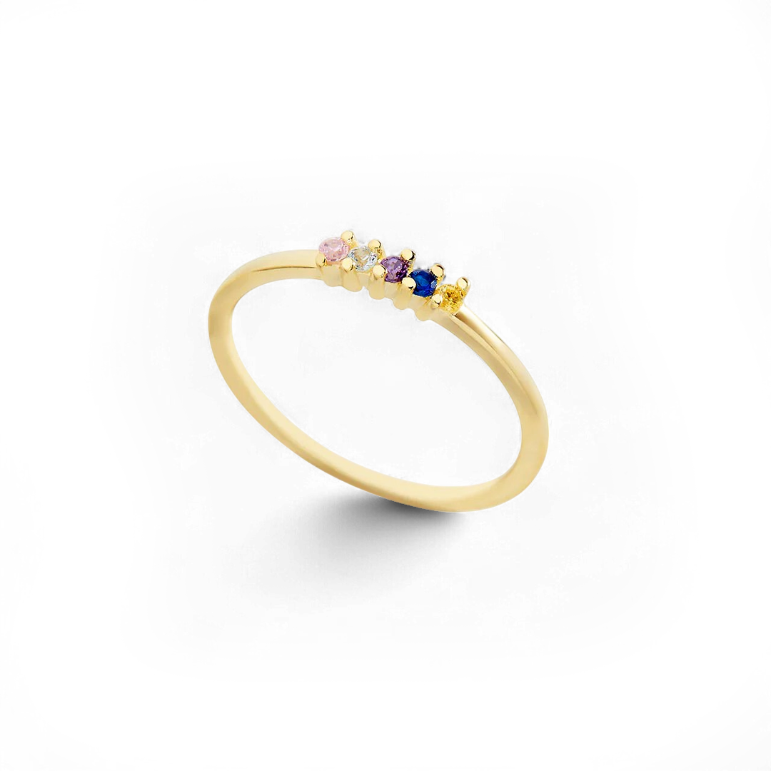 Personalized Dainty Birthstones Ring