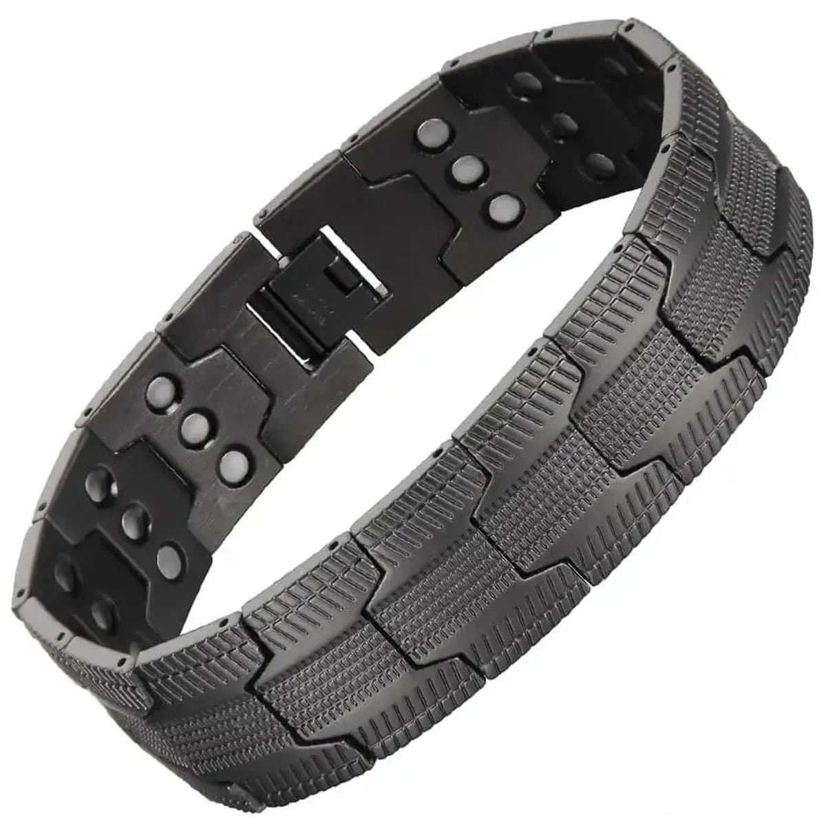 Trivora Energy Bracelet – Copper & Titanium Link Chain with Natural Stones