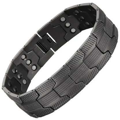 Trivora Energy Bracelet – Copper & Titanium Link Chain with Natural Stones