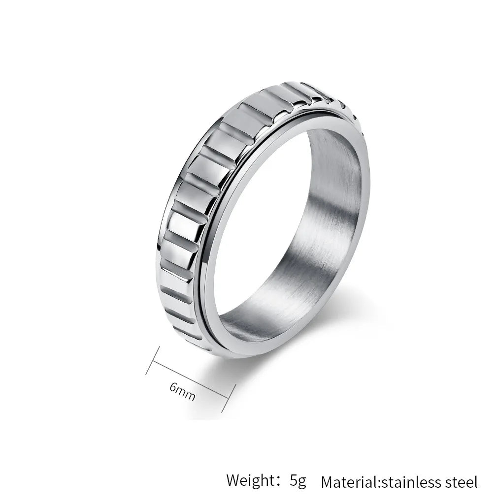 Anillo de plata ranurado para la ansiedad