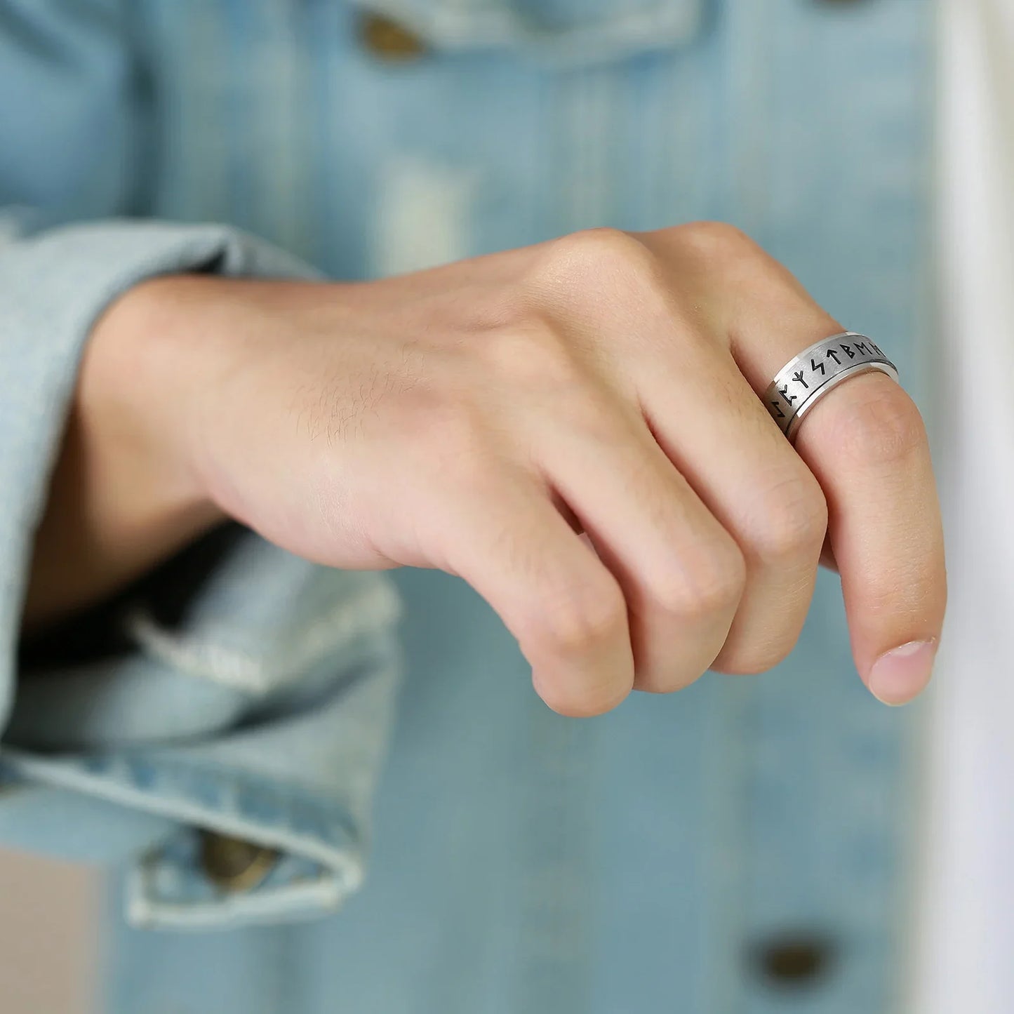 Anillo vintage de runas nórdicas para hombre