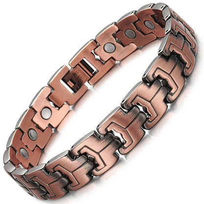 Trivora Energy Bracelet – Copper & Titanium Link Chain with Natural Stones