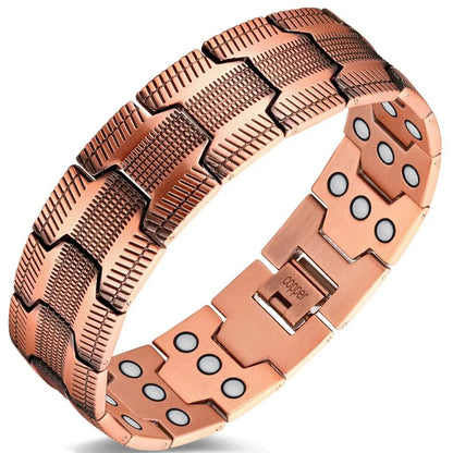 Trivora Energy Bracelet – Copper & Titanium Link Chain with Natural Stones