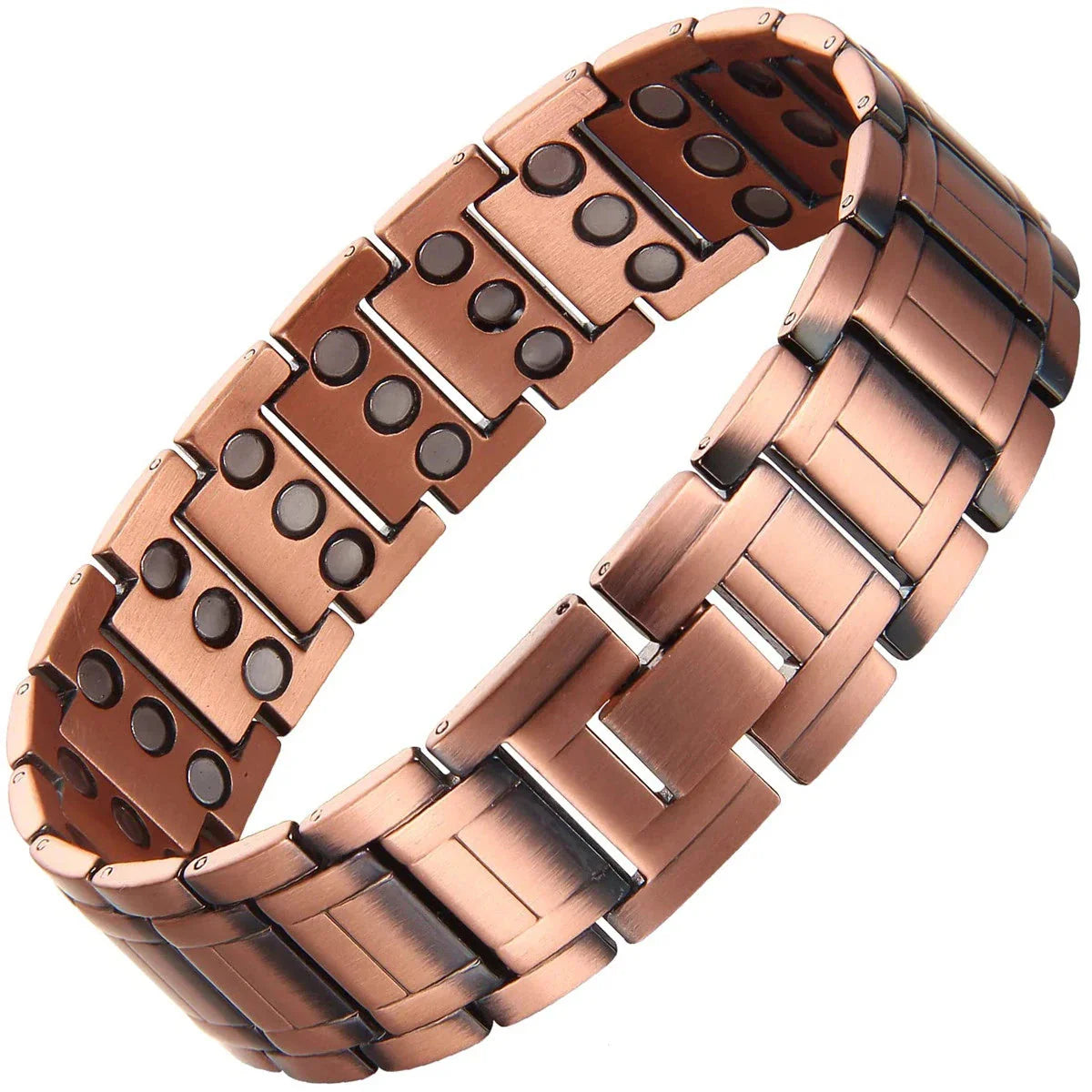 Trivora Energy Bracelet – Copper & Titanium Link Chain with Natural Stones