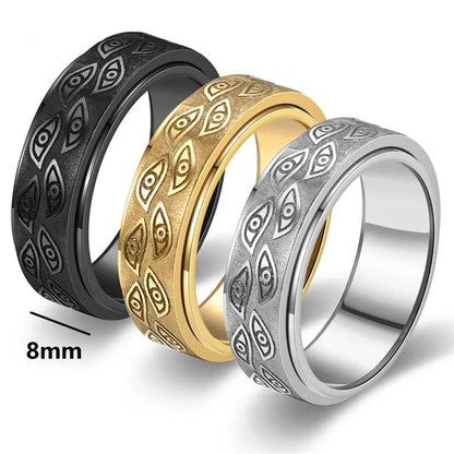 Anillos giratorios vintage con ojos tallados