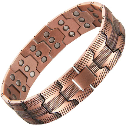 Trivora Energy Bracelet – Copper & Titanium Link Chain with Natural Stones