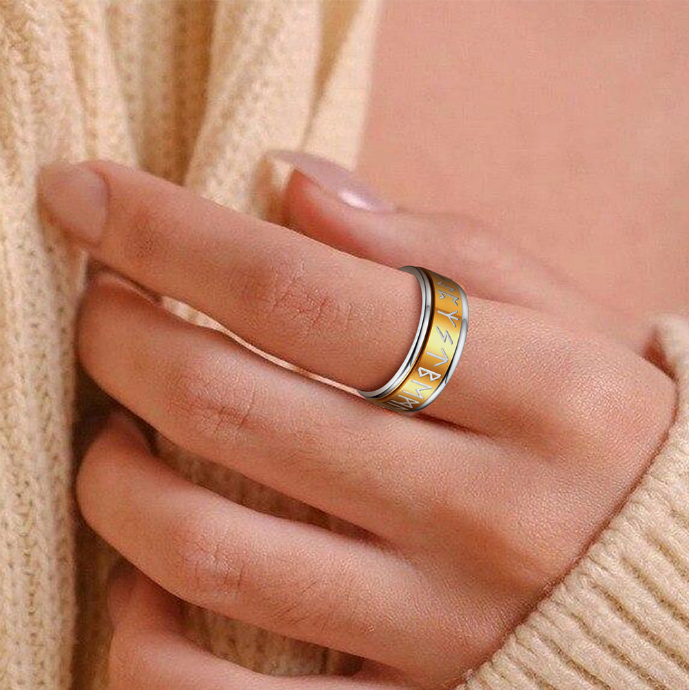 Anillo vintage de runas nórdicas para hombre