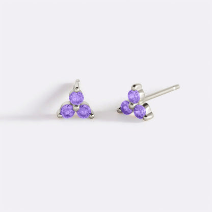 Trinity Birthstone Stud Earrings