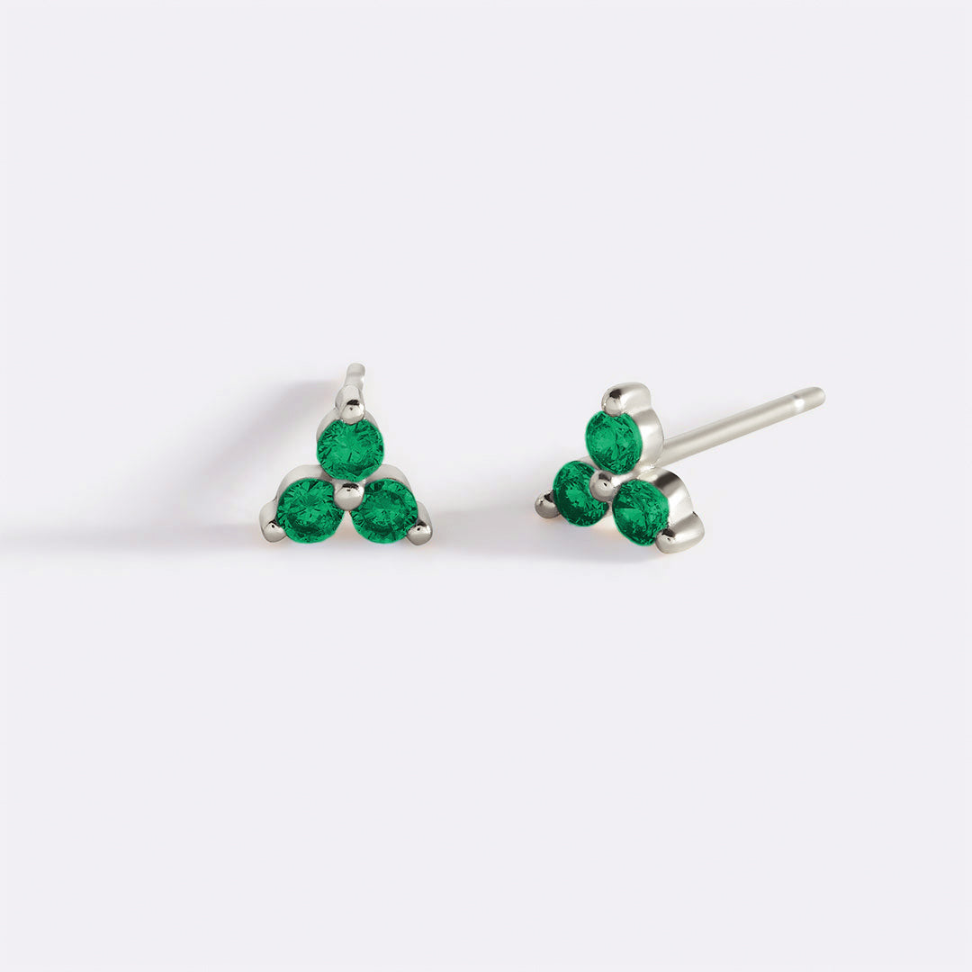 Trinity Birthstone Stud Earrings