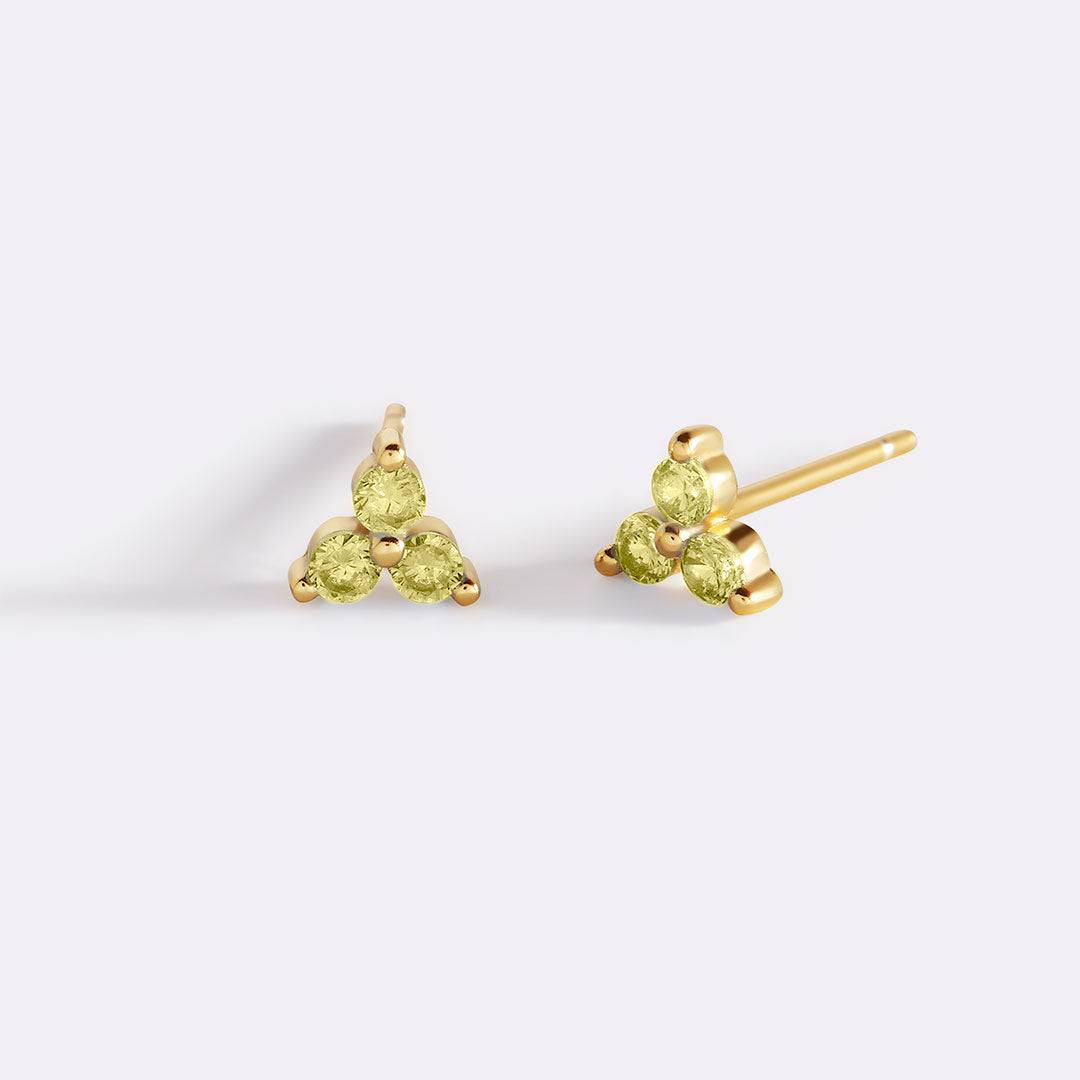 Trinity Birthstone Stud Earrings