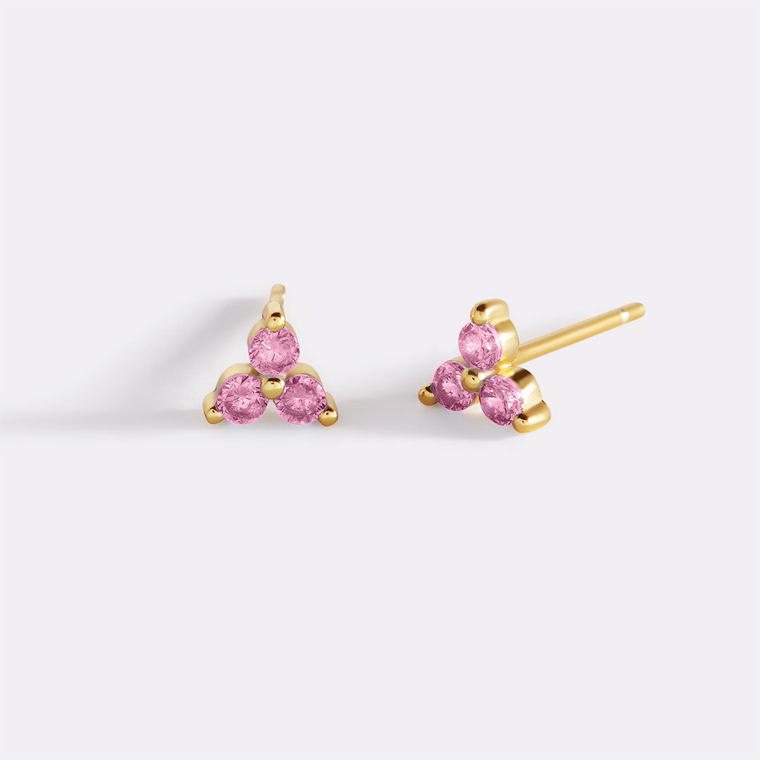 Trinity Birthstone Stud Earrings