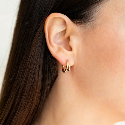 Mixed Metal Double Hoop Earrings