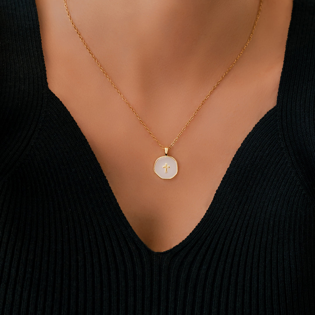 Minimalist Enamel Cross Pendant