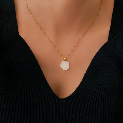 Minimalist Enamel Cross Pendant