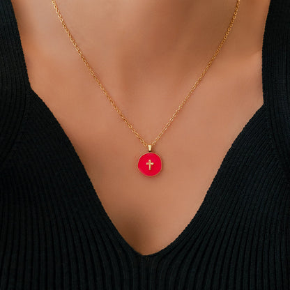 Minimalist Enamel Cross Pendant