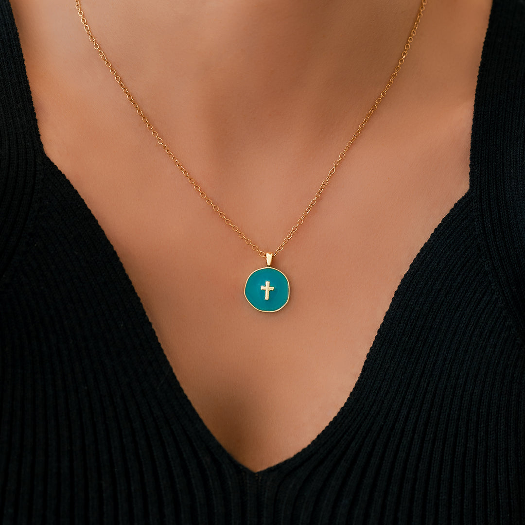 Minimalist Enamel Cross Pendant