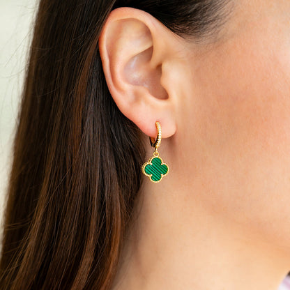 Pave Clover Drop Earrings