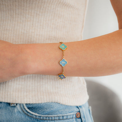 Colorful Clover Custom Name Bracelet