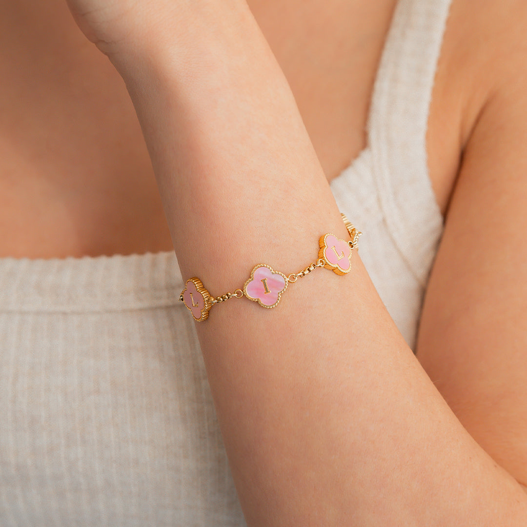 Colorful Clover Custom Name Bracelet