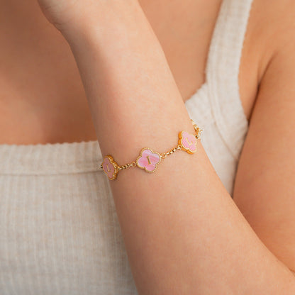 Colorful Clover Custom Name Bracelet