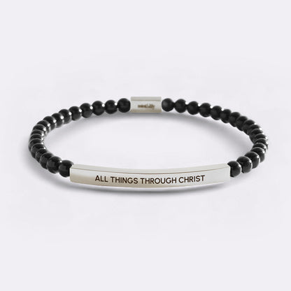 All Things Through Christ Silver Beaded Inspire Bracelet