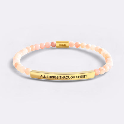 All Things Through Christ Gold Beaded Inspire Bracelet
