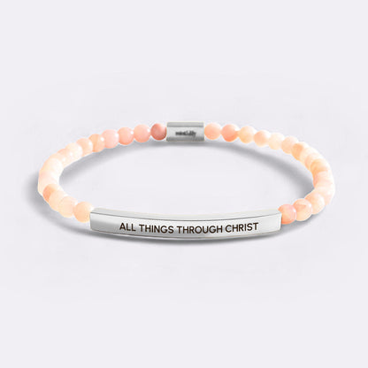 All Things Through Christ Silver Beaded Inspire Bracelet