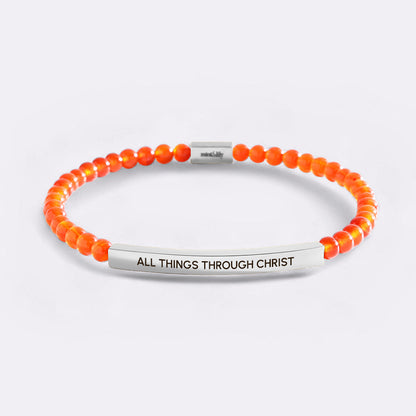 All Things Through Christ Silver Beaded Inspire Bracelet