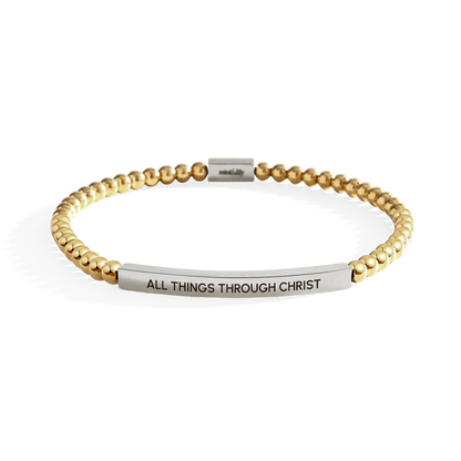 All Things Through Christ Silver Beaded Inspire Bracelet