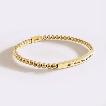 All Things Through Christ Gold Beaded Inspire Bracelet