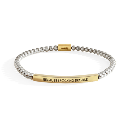 Because I Fing Sparkle Gold Beaded Inspire Bracelet