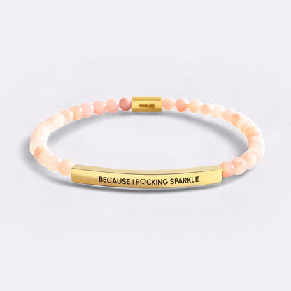 Because I Fing Sparkle Gold Beaded Inspire Bracelet