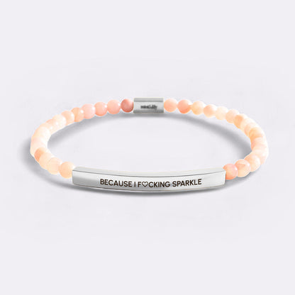 Because I Fing Sparkle Silver Beaded Inspire Bracelet