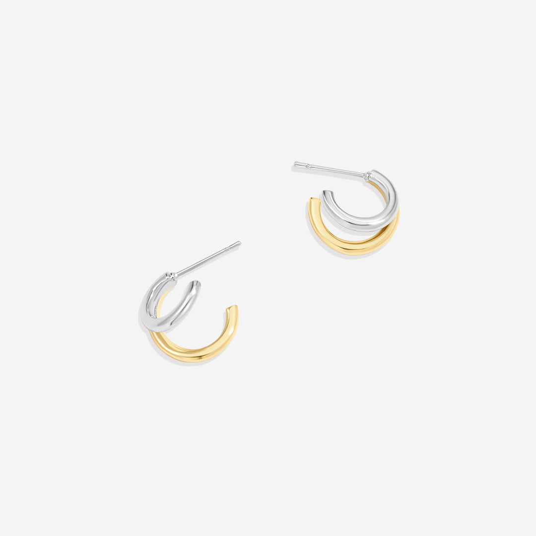 Mixed Metal Double Hoop Earrings