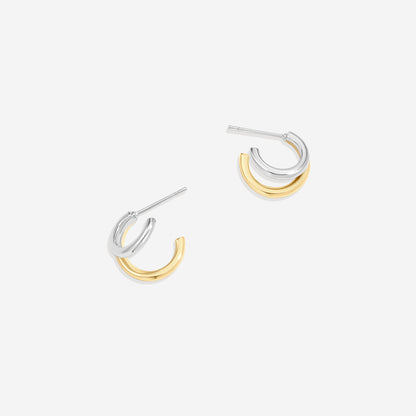 Mixed Metal Double Hoop Earrings