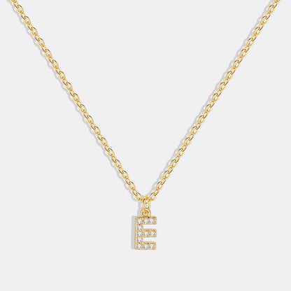 Gold Pavé Uppercase Initial Necklace