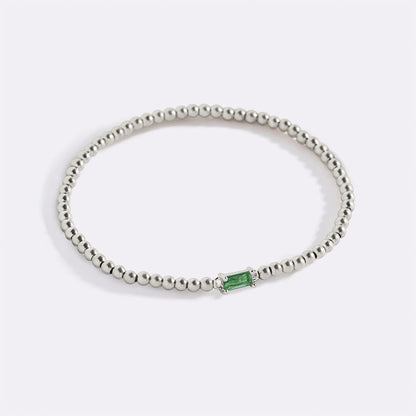 Sterling Silver Beaded Birthstone Bracelet