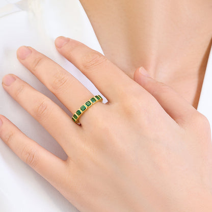 Asscher Cut Birthstone Eternity Ring