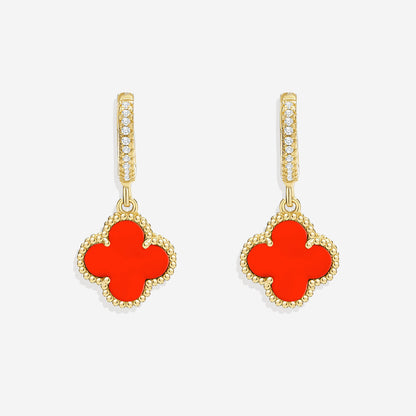 Pave Clover Drop Earrings
