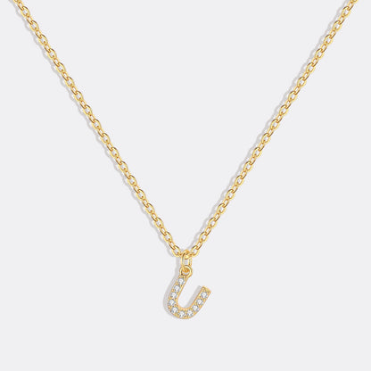 Gold Pavé Uppercase Initial Necklace