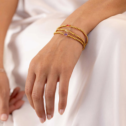 Gold Beaded Birthstone Bracelet