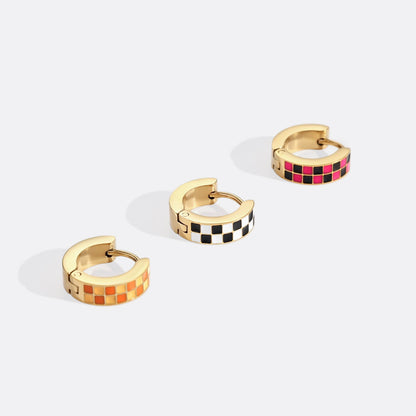 Checkered Hoop Earrings