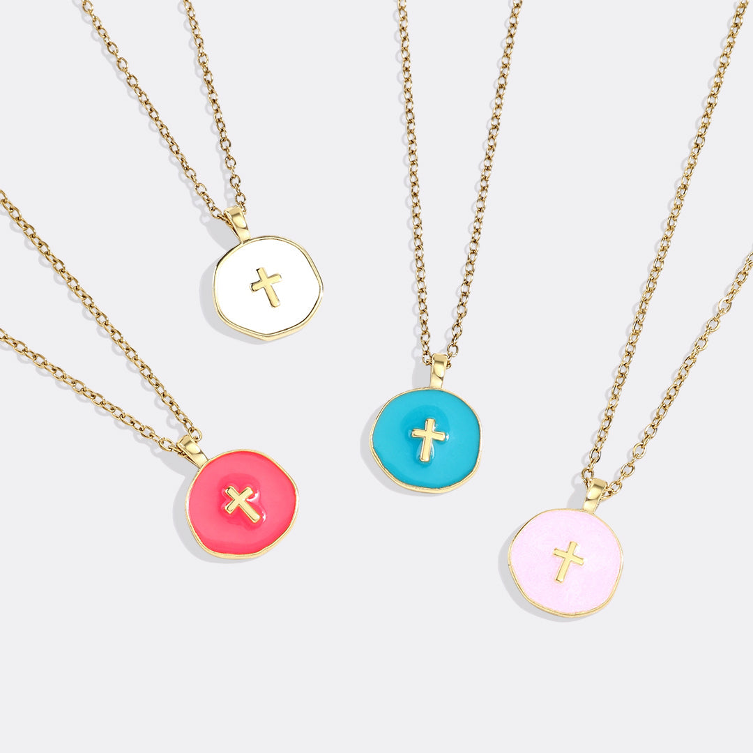 Minimalist Enamel Cross Pendant
