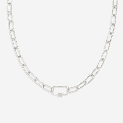 Link Chain Necklace with Pave Carabiner