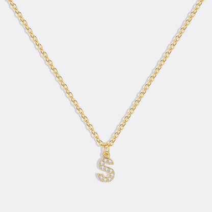 Gold Pavé Uppercase Initial Necklace