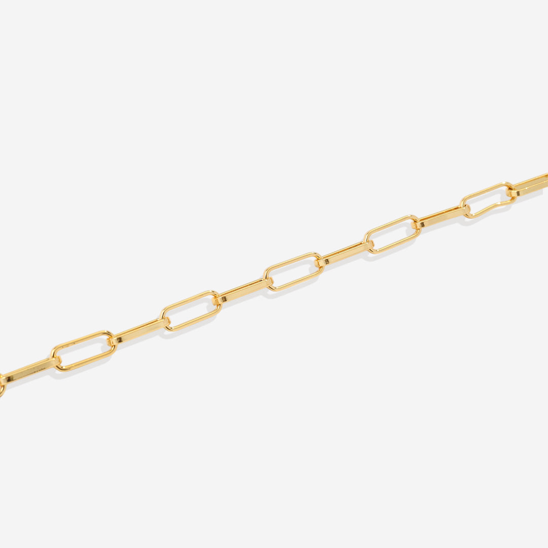 Mint Paperclip Necklace with Pave Initial Charm