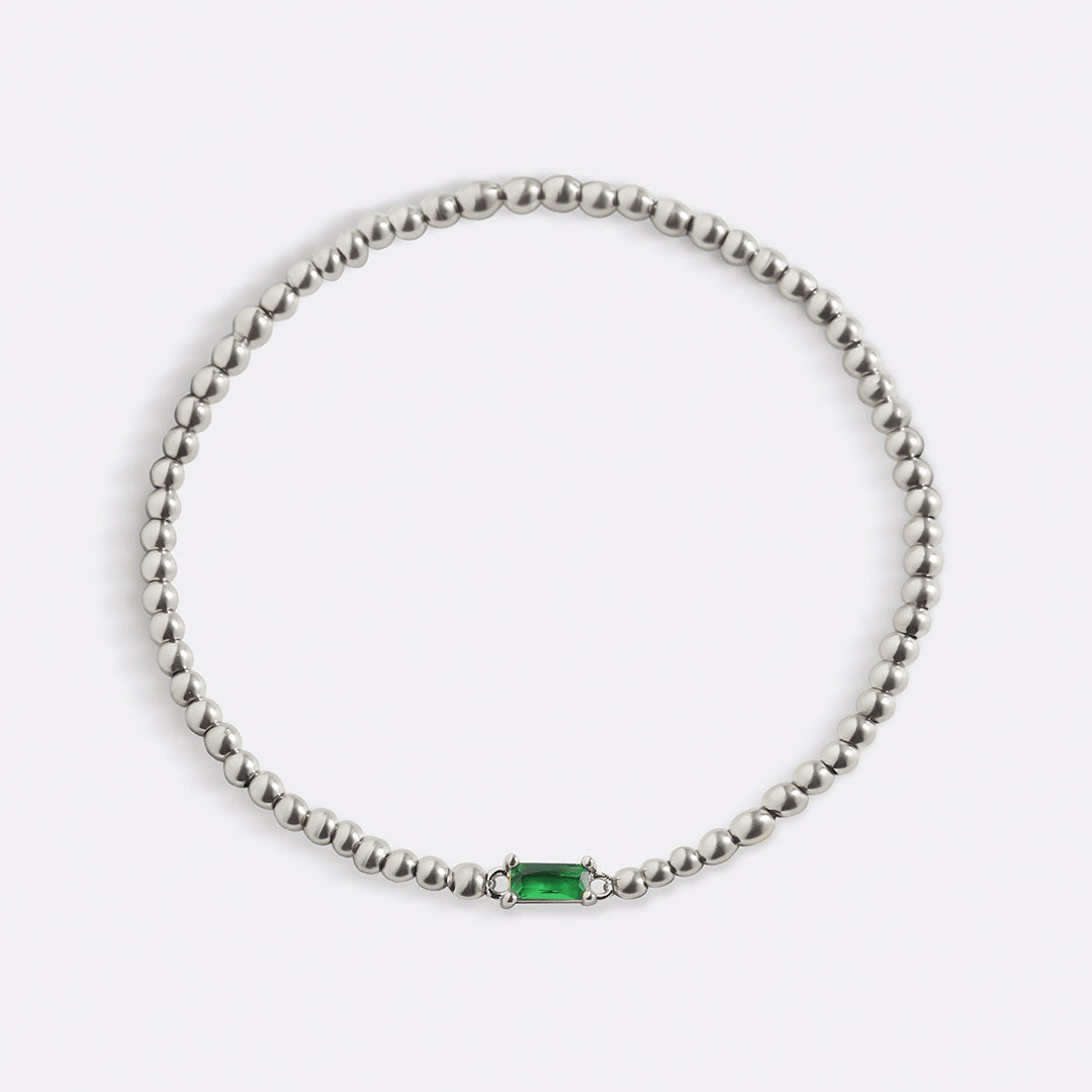 Sterling Silver Beaded Birthstone Bracelet