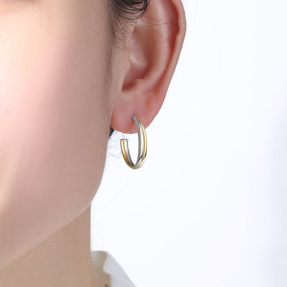 Mixed Metal Crossover Earrings